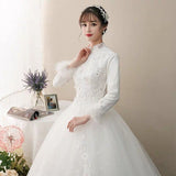 Main Wedding Dress 2026 New Bridal Small French Light And Simple Out Of The Yarn Long Sleeve Thicket Warm Wedding Dress HZ0517