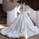 French Denate Brated Wedding Dress 2026 New Bridal Korean Simple Small Big Drag Tail Main Yarn HZ0517