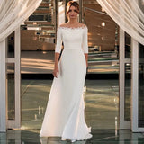 2026 Summer New Wedding Dress French One-Word Shoulder Long Sleeve Long Sleeve Gala Host Dress HZ0517