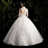 Wedding Dress 2025 New Bride Wedding French One-Word Shoulder-Collar Court Sex Crystal Susu Wedding Dress HZ0517