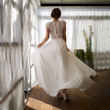Wedding Dress Bridal Bridal Simple Light Wedding Dress Educibly Elegant Temperament Long White Dress HZ0517