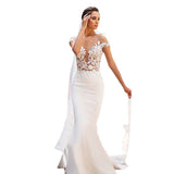 Wedding Dress For 2026 New Deep-Collar Wedding Dress Hollow Fish Tail Water Lace Tailing Wedding Dress HZ0517