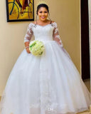 Lace Wedding 2026 New Long Temperament White Adult Dress Mid-Rise Princess Longsleeve Wedding HZ0517
