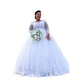 Long-Sleeved Wedding Dress Bride 2026 New White Lace Large Size Wedding Dress Spring HZ0517