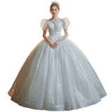 French Light Main Wedding Dress 2026 New Bridal Court Princess Style Small Wedding Dress Tail HZ0517