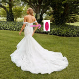 French Lace Wedding Dress 2026 New High-Quality Retro Fishtail Super Fairy Out Of The Yarn Drag Tail Shoulder Yarn HZ0517