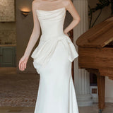 French Brated Light Wedding Dress 2026 New High-End White Simple Vertein Bride Wedding Welcome Yarn Skirt HZ0517