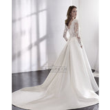 French-Style Fascress Main Wedding Dress 2026 New Bride Long Sleeves Thin Shoulder Simple White Long Tailed Woman HZ0517