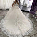 Theme Wedding Dress Tail 2026 New Temperament Bride Short-Sleeved Lace Silken Dreamy Thin HZ0517