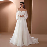 2026 Wedding Dress Women's Ebay New One-Word Collar Dress Body Solid Color Long Dress HZ0517