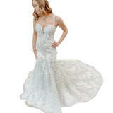 White Slings With Waist Fishtail Wedding Dress Showing Thin Body Sexy Banquet Evening Dress HZ0517