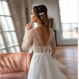 Wish New Lace Short Wedding Dress Long Sleeve Sexy Bare Back Wedding Dress HZ0517