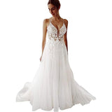 Women's Wedding Dress Lace Ribbon Beach Dress Wedding Party Dress HZ0517