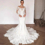 Wedding Dress 2026 New One-Word Shoulder Wedding Dress Skirt Leaking Back Sexy Lace Tail Wedding Dress HZ0517