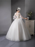 2026 New Wedding Dress A Word Shoulder Thin Bow Trip Princess Ponpong Skirt Go Out Of The Yarn Bubble Sleeve Fairy HZ0517