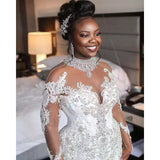 Wedding Dress African Bride Long Sleeve Lace Wedding Mermaid Dress Dress HZ0517