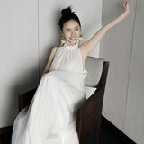 Morning Robe Bridal Wedding Dress Toast Registration Card Small White Dress High-End Light Luxury Niche Design Light Wedding Dress HZ0517