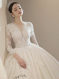 Bridal Main Wedding Dress 2026 New Spring V-Neck Long Sleeve Tail Court Windy Large-Size Pregnant Woman Light HZ0517