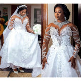 African Large-Size Wedding Dress 2026 New Body-Repair Fishtail Welcome Long Sleeve Tailed Wedding Dress HZ0517