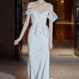 Travel Shot Wedding Dress Simple Light Luxury High-End Feeld With The Bridal Brawn Fishtail Chair Dress Birthday Banquet Can Be Worn HZ0517