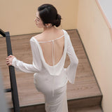 White Light Wedding Brigade Filming French Engagement Bride Wedding Toast Dress Dress HZ0517