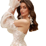 Light Wedding Dress 2026 New Retro Laceson Travel Outdoor Word Shoulder Bride Out Of The Fashion Of Fashion HZ0517