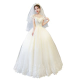Main Wedding Dress 2025 New Bridal Small French Dress Temperament Shoulder Long-Sleeved Retro Heavy Industry Summer HZ0517