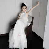 Morning Robe Bridal Wedding Dress Toast Registration Card Small White Dress High-End Light Luxury Niche Design Light Wedding Dress HZ0517