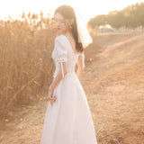 White Light Wedding Dress French Certificate Registration 2026 Fairy Qi Famous People Usually Wear Dress Travel Shooting Light Wedding Dress HZ0517