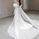 French Super Fairy Light Luxury Set Of The Face Of The Shoulder Fishtail Wedding Dress 2026 New Super Fairy Bride To Show Thin Out Of The Yarn HZ0517