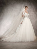 Long-Sleeved Wedding Dress 2025 New Princess Ponpong Skirt Retro Lace Slimy Naked Tail HZ0517