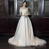 French Word Shoulder Light Wedding Dress 2026 New Bridal High-Quality Sensori Yarn Tail Welcome Dress Dress HZ0517