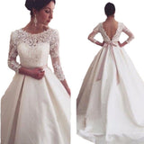 2026 New Temperament Lace Collar Long Sleeve Sexy Bare Back Wedding Dress Spring HZ0517
