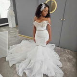 2026 Summer New African Wedding Dress Diamond Shoulder Mermaid Repair Strapd To Large Tail Wedding Dress HZ0517