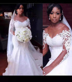 New Wedding Dress African Mermaid Long-Sleeved Lace Wedding Dress Exit HZ0517