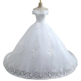 Large-Size One-Word Shoulder Wedding Dress Slim 2026 New Drag-Tailed Simple Wedding Dress HZ0517