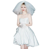 French-Style Densate Light Wedding Dress High-End Smear Temperament Simple Short License Niche White Dress Dress Dress Small HZ0517