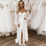 Wish New Evening Dress Pearl Bubble Sleeve Wedding Dress Sexy Breast-Wearing HZ0517