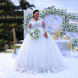 Long-Sleeved Wedding Dress Bride 2026 New White Lace Large Size Wedding Dress Spring HZ0517