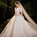 French At-Fugitive Princess Light Wedding 2026 New Bridal Master Yarn Lawn Fairy Dress Big Drag Tail Repair Wedding Dress HZ0517