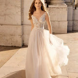 V-Neck Wedding Dress With Thin Bare Back Light Wedding Dress Sling Long Wedding Dress Skirt HZ0517