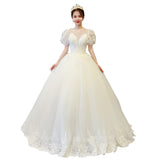 French Main Wedding Dress Girl Small Man 2025 New Bride Shoulder-To-Shoulder Light Yarn Simple Syarn Xia HZ0517