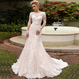 Long-Sleeved Lace Wedding Dress 2026 New Showback Bride Wedding Linen Wedding Dress Dress Dress HZ0517