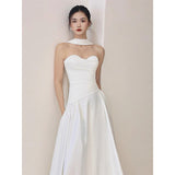 French-Style Lint-Faced Light Wedding Dress 2025 New Bridal Simple Temperament Breast-Shape High-End Engagement Dress Dress Yarn HZ0517