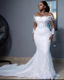 Fishtail Wedding Dress African Bride Shoulder Lace 2026 New Long-Sleeved Dress Tail HZ0517