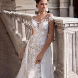 2026 New Dream Round Collar Showing Thin Fishtail Lace Wedding Dress White Bride Drag Two-Wearing Event HZ0517