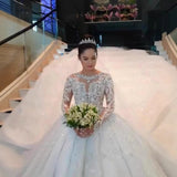 New Wedding Dress 2026 New Diamond Leplace Long Sleeve Wedding Dress Big Tail Wedding Dress Spring HZ0517
