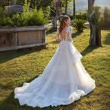 Wedding Dress High Waist-High Temperament Long-Sleeved Retro Lace Dress Bridal Dress HZ0517
