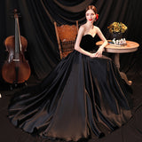 One Plus A Creative 2026 Black Tail Autumn Women's Dress Mid-Sleeved And Sleeveless Wedding Dress HZ0517