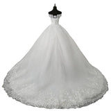 Main Wedding Dress 2026 Spring New Lace Embroidery One-Word Shoulder Bride Wedding Wedding Dress HZ0517